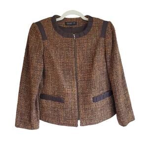 JONES NEW YORK Women's Brown Ribbon Tweed Blazer Sz 8P
